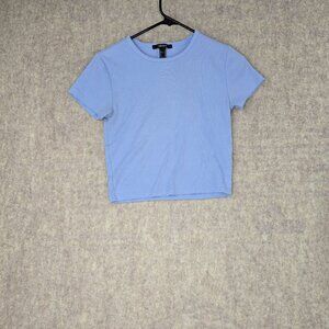 Forever 21 Light Blue Ribbed Short Sleeve Top Size M